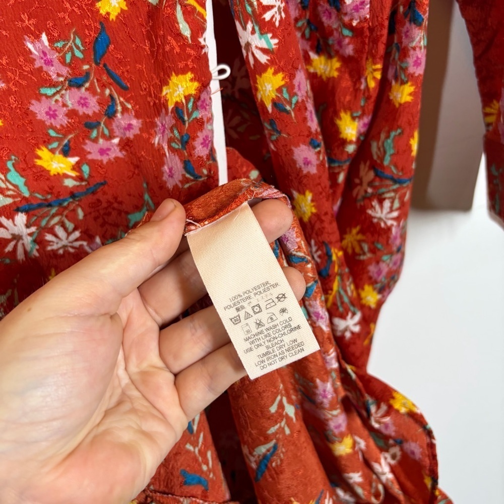 Free People Covent Garden Floral Wrap Midi Dress Size 6 - Picture 12 of 12